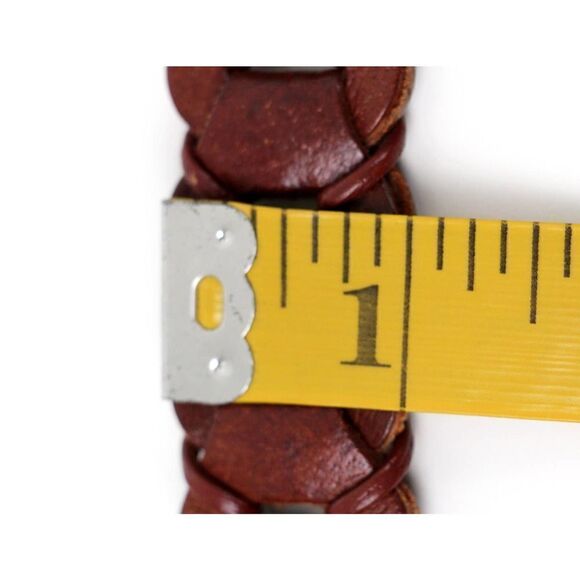 BRAIDED BROWN GENUINE LEATHER 1"Wd DRESS CASUAL WOMEN'S BELT Sz M (20M - Picture 8 of 11